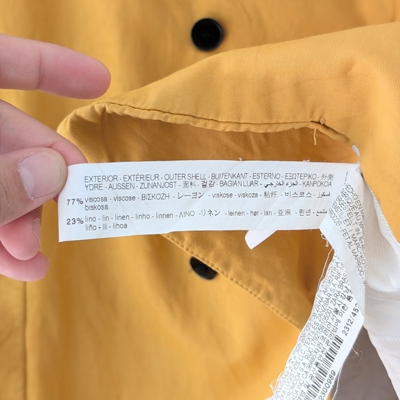 Zara Mustard Linen Blend Double-Breasted Blazer ~ Size Medium - Picture 8 of 10